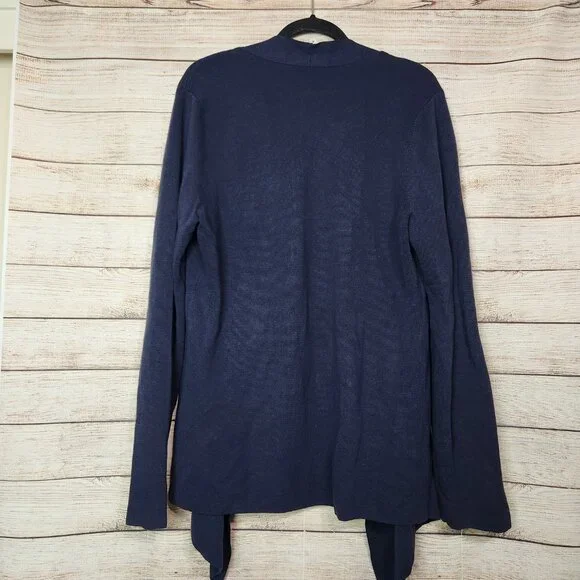 Eileen Fisher Tencel Silk Draped Open Front Cardigan Midnight Blue Size Large - Picture 9 of 14